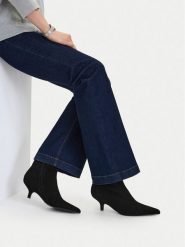 GINO ROSSI Botki EO-26004-01 Czarny. Czarne botki damskie Gino Rossi, ze skóry, bez obcasa, na szpilce, bez zapięcia. Za 399.99 zł.