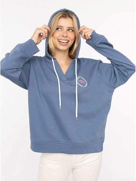 Zwillingsherz Bluza "Smile Everyday Enjoy" w kolorze niebieskim rozmiar: L/XL. Niebieskie bluzy damskie Zwillingsherz, l, bez wzorów, z kapturem. Za 242.13 zł.