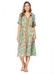 Aller Simplement Sukienka w kolorze turkusowo-pomarańczowym rozmiar: 38/40. Brązowe sukienki damskie Aller Simplement, bez wzorów, z tkaniny, klasyczne, bez ramiączek. Za 78.99 zł.