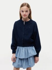 Tommy Hilfiger Kardigan Pointelle KG0KG09503 Granatowy Relaxed Fit. Niebieskie swetry dziewczęce Tommy Hilfiger, bez wzorów, z bawełny, bez kołnierzyka, bez ramiączek. Za 369.99 zł.