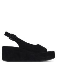 HÖGL Sandały 1-102512 Czarny. Czarne sandały damskie Högl, bez wzorów, ze skóry, bez obcasa, na koturnie, bez zapięcia. Za 739.99 zł.