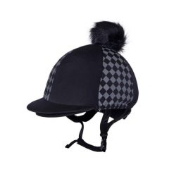 Czapka na kask jeździecki QHP Omaha. Niebieskie czapki z daszkiem damskie QHP, bez wzorów, z elastanu. Za 164.00 zł.