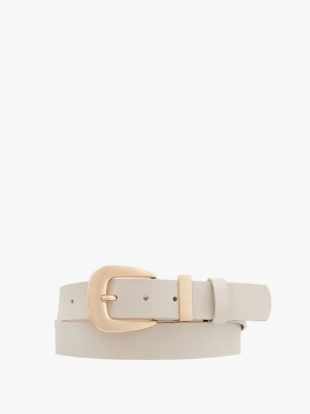 Kremowy pasek damski. Brązowe paski damskie Ryłko, bez wzorów, ze skóry. W wyprzedaży za 99.99 zł.