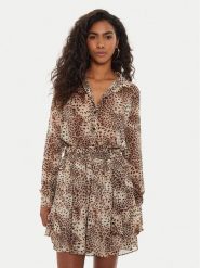 Guess Koszula W4YH65 WDW82 Brązowy Regular Fit. Brązowe bluzki damskie Guess, xs, z aplikacjami, z syntetyku, bez kołnierzyka, bez ramiączek. Za 189.99 zł.