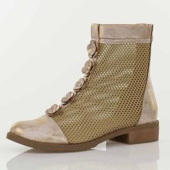 Złote wiosenne ażurowe botki damskie Jezzi Asa62-130. Żółte botki damskie Jezzi, na jesień, z jeansu, boho, bez obcasa, na obcasie, bez zapięcia. Za 259.00 zł.