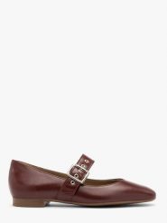 Bordowe baleriny damskie AUDREY. Czerwone balerinki damskie Ryłko, bez wzorów, z jeansu. Za 349.99 zł.