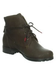 Think! Skórzane botki w kolorze khaki rozmiar: 42. Brązowe botki damskie Think!, z materiału, eleganckie, bez obcasa, bez zapięcia. Za 231.68 zł.