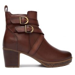 Botki Josef Seibel. Brązowe botki damskie Josef Seibel, bez obcasa, na słupku, bez zapięcia. Za 493.99 zł.