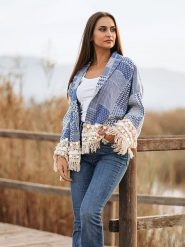 Isla Bonita by SIGRIS Kardigan w kolorze niebieskim rozmiar: M. Niebieskie kardigany damskie Isla Bonita by SIGRIS, m, z aplikacjami, z bawełny. Za 205.45 zł.