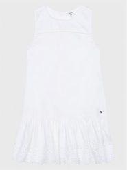 Guess Sukienka letnia J3GK10 WCVM0 Biały Regular Fit. Białe sukienki dziewczęce Guess, z aplikacjami, z bawełny, bez ramiączek, proste. Za 379.99 zł.