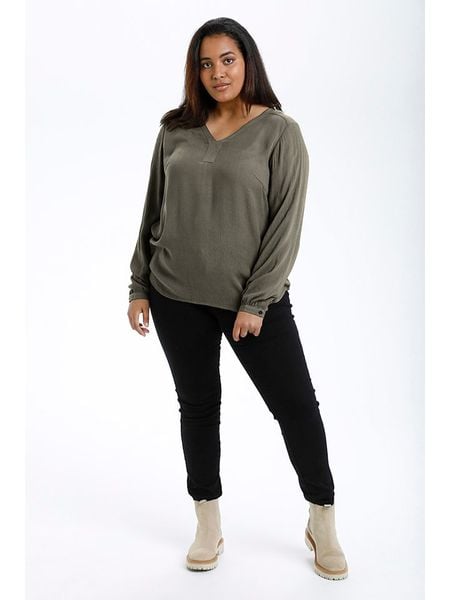 KAFFE curve Bluzka w kolorze antracytowym rozmiar: 48. Czarne bluzki damskie KAFFE curve, bez wzorów, z wiskozy, bez kołnierzyka, bez ramiączek. Za 52.79 zł.