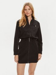 Guess Sukienka codzienna Aurelie V4YK01 WG982 Czarny Regular Fit. Czarne sukienki damskie Guess, z aplikacjami, z syntetyku, bez ramiączek. Za 219.99 zł.