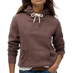 Bluza z kapturem Tonal Core. Brązowe bluzy damskie Superdry, m, bez wzorów, z bawełny, z kapturem. Za 353.60 zł.