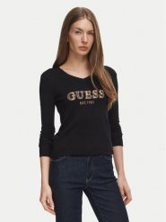Guess Sweter W6BR55 Z1456 Czarny Regular Fit. Czarne swetry klasyczne damskie Guess, s, z wiskozy, bez kołnierzyka. Za 344.99 zł.
