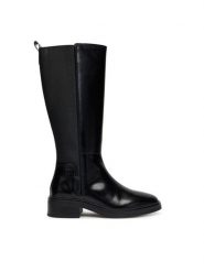 Tommy Hilfiger Kozaki Th Minimal Abrasivato Long Boot FW0FW08979 Czarny. Czarne kozaki damskie Tommy Hilfiger, ze skóry, bez obcasa, na płaskiej podeszwie, bez zapięcia. Za 879.99 zł.