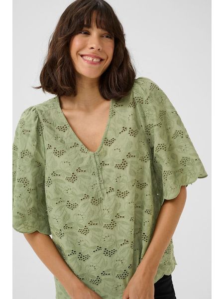 Kaffe Bluzka w kolorze khaki rozmiar: 38. Brązowe bluzki damskie Kaffe, bez wzorów, z bawełny, bez kołnierzyka, bez ramiączek. Za 147.95 zł.
