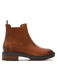 Timberland Sztyblety Brimfield TB0A2PBBEM41 Brązowy. Brązowe botki damskie Timberland, ze skóry, bez obcasa, na płaskiej podeszwie, bez zapięcia. Za 669.99 zł.