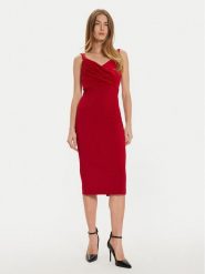 Rinascimento Sukienka koktajlowa CFC0019703002 Czerwony Slim Fit. Czerwone sukienki damskie Rinascimento, bez wzorów, z syntetyku, wizytowe, bez ramiączek. Za 289.99 zł.