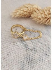 Miu Silver Pozłacany kolczyk z cyrkoniami rozmiar: onesize. Szare kolczyki damskie Miu Silver, z cyrkonią, pozłacane. Za 56.99 zł.