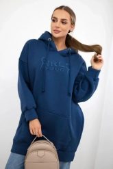 Bluza ocieplana z haftowanym napisem oversize jeansowa. Bluzy damskie KESI, l, bez wzorów, z bawełny, bez kaptura. Za 238.37 zł.