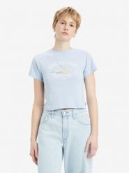 Levi's Koszulka w kolorze błękitnym rozmiar: XS. Niebieskie bluzki damskie Levi's, s, bez wzorów, z bawełny, bez kołnierzyka, bez ramiączek. Za 57.33 zł.