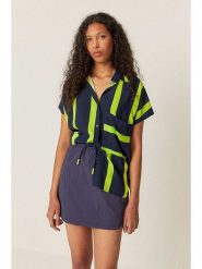 SKFK Bluzka "Uma" w kolorze granatowo-zielonym rozmiar: M. Niebieskie bluzki damskie SKFK, m, bez wzorów, z wiskozy, bez kołnierzyka, bez ramiączek. Za 217.99 zł.