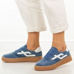 Granatowe skórzane półbuty damskie Cambell 40345. Niebieskie obuwie sportowe casual damskie Cambell, na jesień, z dresówki, bez zapięcia. W wyprzedaży za 210.32 zł.