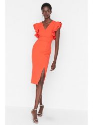 Trendyol Sukienka w kolorze pomarańczowym rozmiar: 36. Pomarańczowe sukienki damskie Trendyol, bez wzorów, bez ramiączek. Za 117.45 zł.