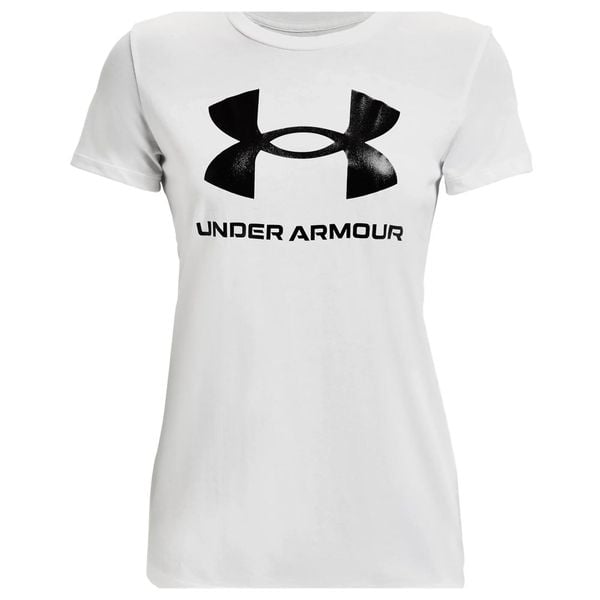 Damska Koszulka Z Grafiką W Sportowym Stylu. Białe koszulki damskie Under Armour, m, bez wzorów, bez kołnierzyka, bez ramiączek. Za 141.99 zł.