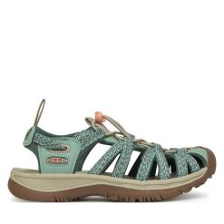 Sandały Keen. Zielone sandały damskie Keen, bez wzorów, bez obcasa, bez zapięcia. Za 329.99 zł.