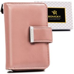 Portfel damski Rovicky RPX-31-ML różowy. Czerwone portfele damskie ROVICKY, bez wzorów, ze skóry ekologicznej. Za 64.00 zł.