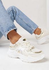 Beżowe Sneakersy z Siateczką i Ozdobnymi Wstawkami Nilveri. Brązowe obuwie sportowe damskie Born2be, bez zapięcia. Za 109.99 zł.