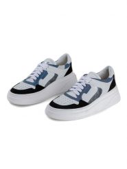 Anna Morellini Skórzane sneakersy "Eviradia" w kolorze biało-niebieskim rozmiar: 38. Białe obuwie sportowe damskie Anna Morellini, bez zapięcia. Za 339.00 zł.