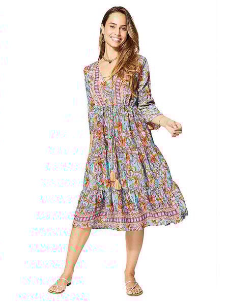 Aller Simplement Sukienka w kolorze błękitno-pomarańczowym rozmiar: 38/40. Niebieskie sukienki damskie Aller Simplement, bez wzorów, klasyczne, bez ramiączek. Za 83.03 zł.