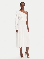 Elisabetta Franchi Sukienka koktajlowa AB80252E2 360 Biały Regular Fit. Białe sukienki damskie Elisabetta Franchi, bez wzorów, z syntetyku, wizytowe, bez ramiączek. Za 2,409.00 zł.