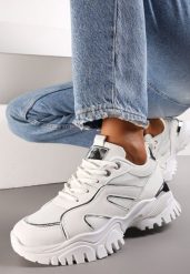 Białe Sportowe Sneakersy na Grubej Podeszwie z Ozdobnymi Aplikacjami Sossi. Białe obuwie sportowe casual damskie Renee, bez zapięcia. Za 109.99 zł.