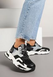 Czarne Sneakersy w Streetwearowym Stylu z Ozdobnym Rzepem Akkaria. Czarne obuwie sportowe damskie Renee, bez zapięcia. Za 109.99 zł.