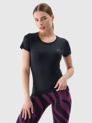 4F Koszulka sportowa w kolorze czarnym rozmiar: M. Czarne koszulki sportowe damskie 4F, m, bez wzorów, z materiału, bez ramiączek, outdoorowe. Za 65.85 zł.
