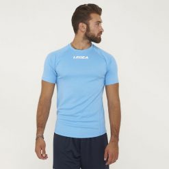 Koszulka treningowa multisport LIPSIA. Niebieskie bluzki damskie LEGEA, bez wzorów, z poliesteru, sportowe, bez kołnierzyka, bez ramiączek. W wyprzedaży za 60.00 zł.