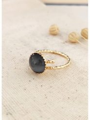 Atelier MIU Pozłacany pierścionek z kamieniem ozdobnym rozmiar: onesize. Czarne pierścionki damskie atelier MIU, pozłacane. Za 83.42 zł.