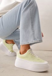 Żółte Sneakersy VICES na Platformie z Ozdobnym Noskiem Attis. Żółte obuwie sportowe damskie Renee, z materiału, bez zapięcia. Za 89.99 zł.