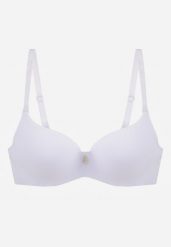 Biały Biustonosz Push Up o Gładkim Wykończeniu z Cyrkoniową Aplikacją Claronei. Białe biustonosze Renee, z aplikacjami. Za 49.99 zł.