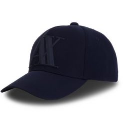 Czapka z daszkiem Armani Exchange. Niebieskie czapki z daszkiem damskie Armani Exchange, bez wzorów. Za 169.99 zł.