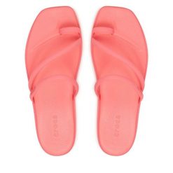 Japonki Crocs. Czerwone klapki damskie Crocs, bez wzorów, bez obcasa, bez zapięcia. Za 179.99 zł.