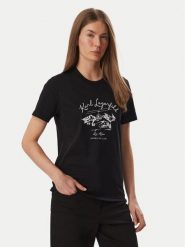 KARL LAGERFELD T-Shirt Apres B4W17039 Czarny Regular Fit. Czarne t-shirty damskie KARL LAGERFELD, s, bez wzorów, z bawełny, bez kołnierzyka. Za 389.99 zł.