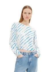 Tom Tailor Bluzka w kolorze biało-błękitnym rozmiar: L. Niebieskie bluzki damskie Tom Tailor, l, bez wzorów, z wiskozy, bez kołnierzyka, bez ramiączek. Za 37.03 zł.