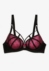 Czarno-Fuksjowy Biustonosz Full Cup z Ozdobnymi Paseczkami Iorelle. Czarne biustonosze Born2be, bez wzorów. Za 34.99 zł.