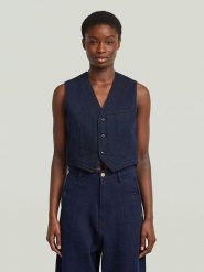 G-Star Kamizelka dżinsowa w kolorze granatowym rozmiar: XL. Niebieskie kamizelki damskie G-Star, xl, bez wzorów, z bawełny, bez kaptura. Za 217.99 zł.