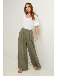 Fleur de Lin Spodnie w kolorze khaki rozmiar: S. Brązowe spodnie materiałowe damskie Fleur de Lin, bez wzorów, ze lnu. Za 188.85 zł.