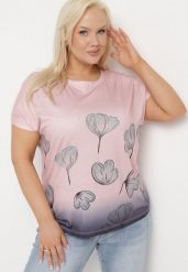 Ciemnoróżowy T-shirt z Krótkim Rękawem Ozdobiony Cyrkoniami Flovilla. Czerwone t-shirty damskie Born2be, uniwersalny, bez wzorów, z jeansu, bez kołnierzyka. Za 34.99 zł.